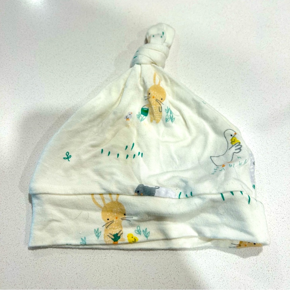 ☀️ 3/$15 Angel Dear Knotted Hat 0-3 Months White Animals